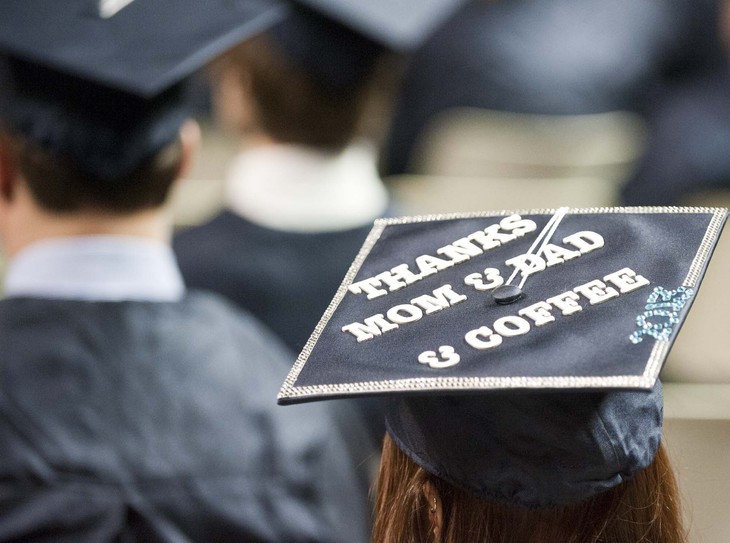 A handful of new graduates expressed themselves with decorative caps Dec. 21.