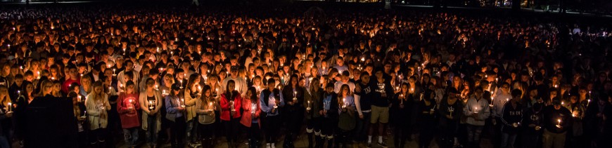 Students gathered by the hundreds to share their respects, condolences.