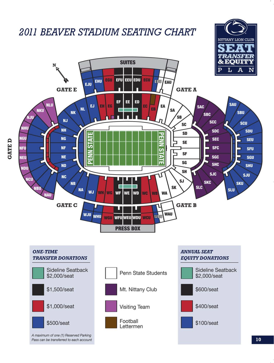 2017 Beaver Stadium Seating Plan